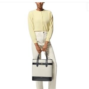 Paravel Pacific Tote Bag OS‎ Cream Black New Canvas Leather Shoulder Strap